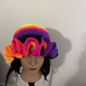 Playful Orange and Yellow Ruffled Hat